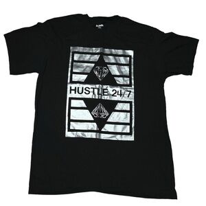 SUNA Hustle 24/7 Black Graphic Short Sleeve 100% Cotton T-Shirt Men’s Size‎ L